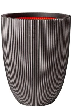 Capi Nature Groove Pot Vaas - Antraciet