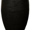 Capi Nature Rib Vaas - Zwart -Planten Series grote zwarte plantenbak