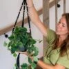 TS Collection Macrame Bloempothanger - Zwart -Planten Series touw zwart plantenhanger bloempot